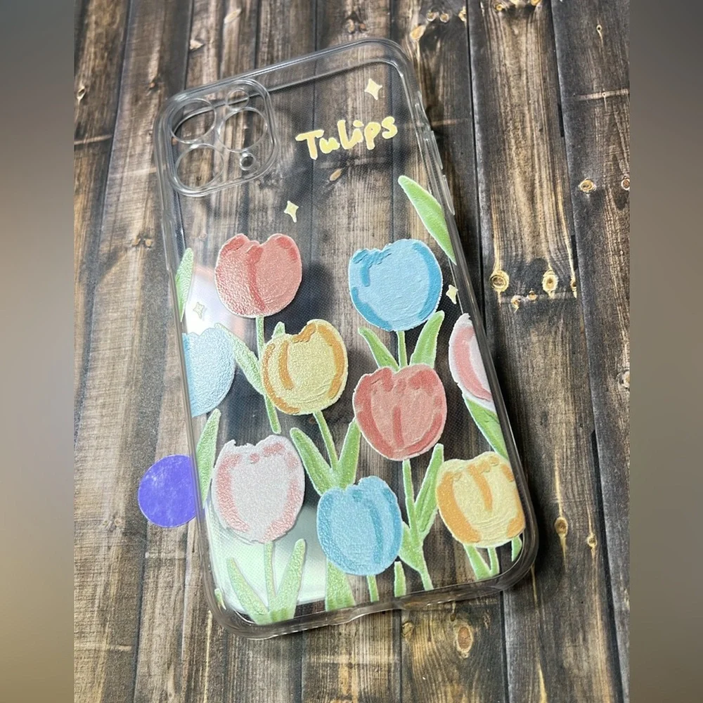 5for$10 Painted Cream Tulips Floral iPhone 11 Pro Protective Phone Case NWT